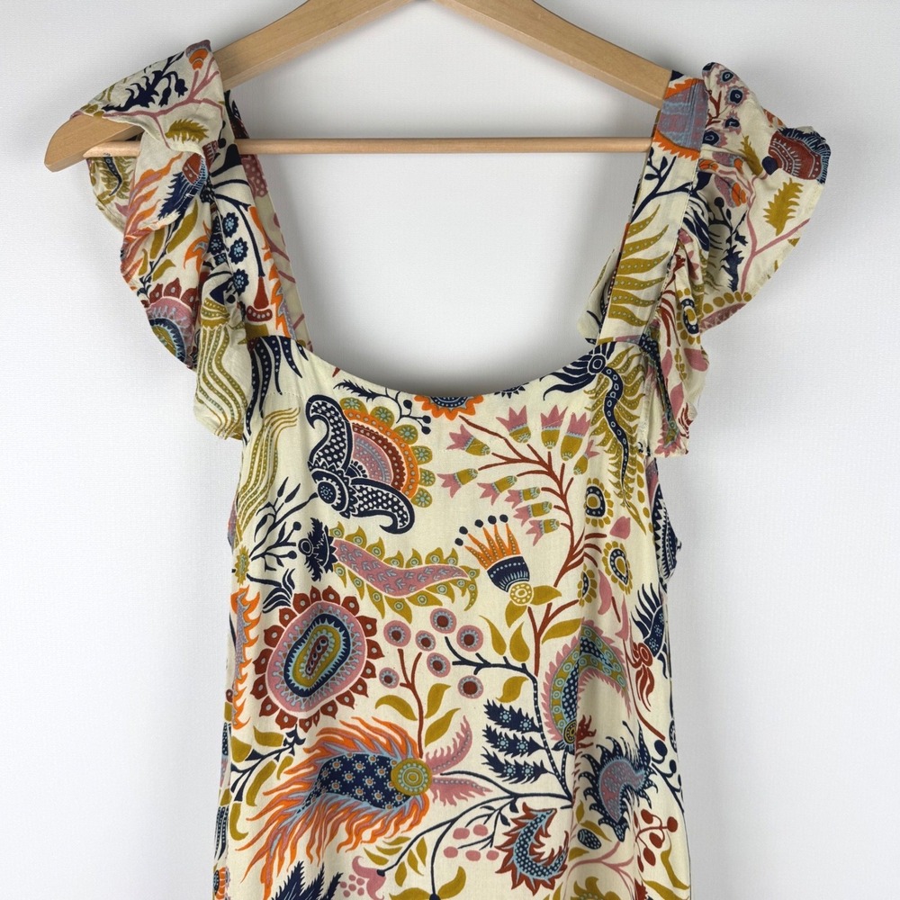 House of Harlow 1960 Cream Midi Dress with Multicolor Paisley Print - M
